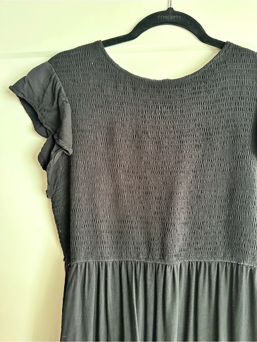 Black Short-Sleeve Tiered Maxi Dress